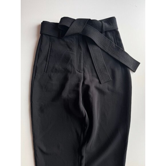 Aritzia WILFRED Jallade Black Crepe High Waisted Tie Front Trouser Pants, Size 6 - Picture 2 of 14